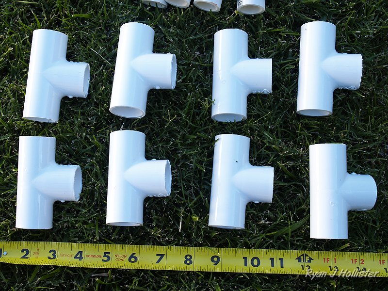 _6219797.JPG - 8 x PVC "T's".   I like the quality and strength of the T's purchased in bulk at OSH (Orchard Supply Hardware)