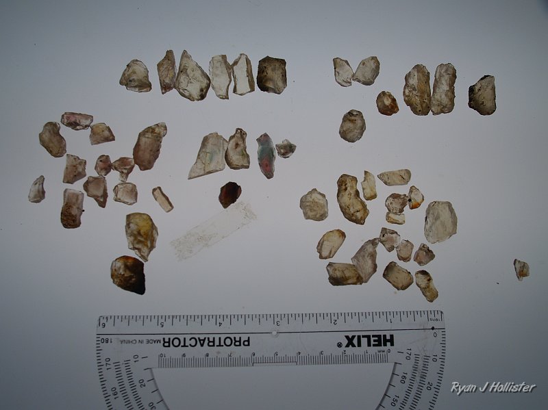 _7240554.JPG - Here's a sampling of my best stones from the trip.  Note the protractor for scale.