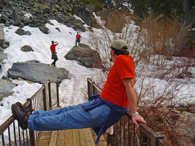 _5032060.JPG - Aric taunts the gods of physics while waiting for Steve & Alex.