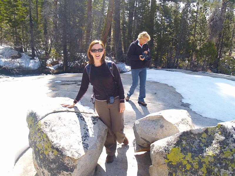 _4051540.JPG - Laura and Ellen enjoy the erratics.