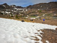 Suncups still covered about 300 yards of trail near the lake.