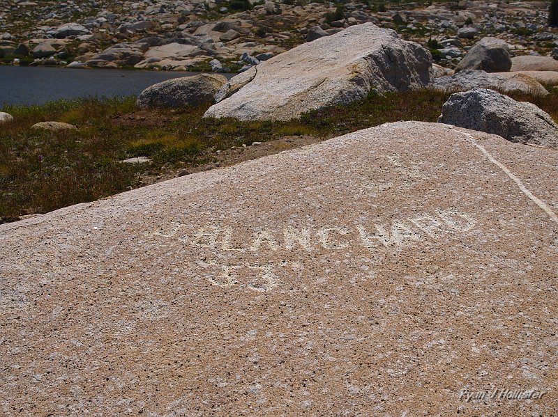 20090811_high_emigrant_lake_0097.JPG - When Steve & I stopped for luch I happend to see this old graffiti that read "J. BLANCHARD '33' "  I'll have to look in the Tuolumne County archives to see if I can find out any info.