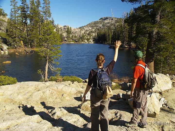 _B155647.JPG - Laura waves to my dad who had forgotten that Camp Lake had no fish in it.