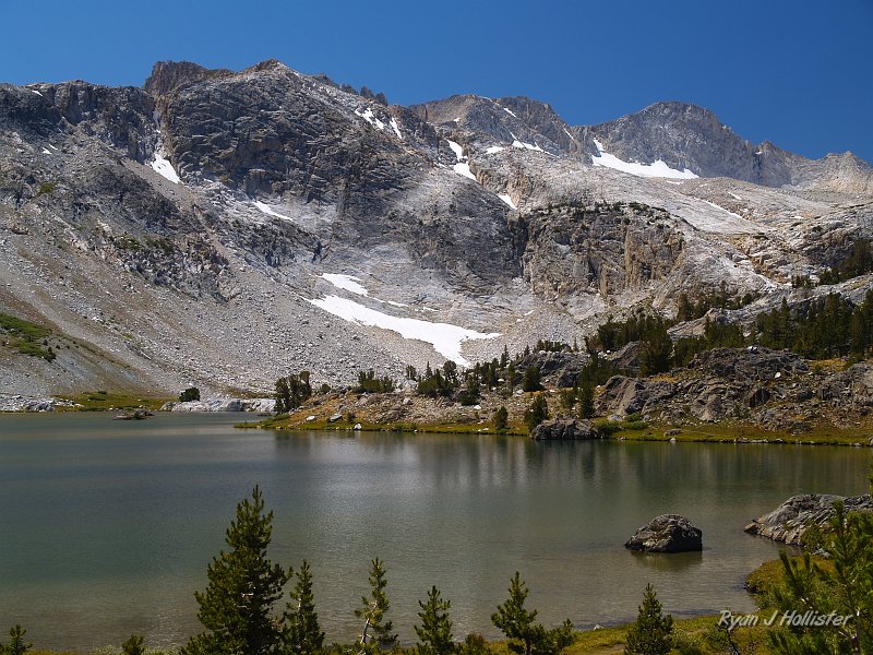 20090816_20_Lakes_Basin_0286.JPG - Greenstone Lake with the Coness ridge in the background.  The ridge crest is the eastern boundary of Yosemite National Park.