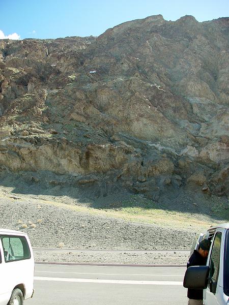 119.jpg - Welcome to Badwater.  The lowest place in North America at 282 feet below sea level.  The little dark spot at the top center is the sign which reads "Sea Level".