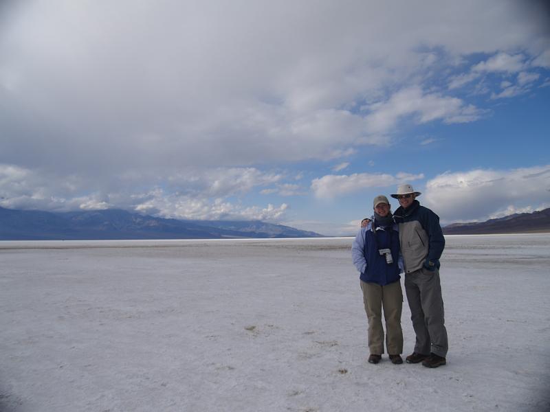 _2190915.JPG - Laura and I on the salt at Badwater, the lowest place in North America.