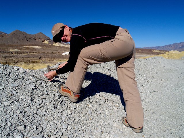 _2160613.JPG - Mrs. H. looking for borate mineral specimens in the tailings.  Since this is a national park and claimed land, we could only look and not take.