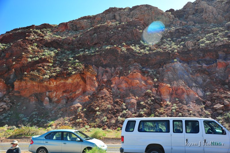 RJH_7903.JPG - This chaotic jumble of rock confounded the first geologists who studied the area because they though it represented a low-angle reverse fault.  But with evidence of younger rocks on top of the section, later geologists finally figured out the area was subjected to low-angle normal faulting and extension, now known as detachment faulting.