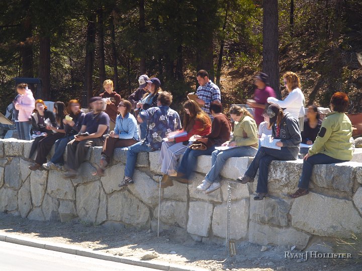 _4047843.JPG - What better place for a class than the new retaining wall?