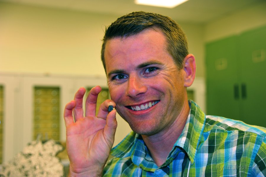 Mr Hollister holding a chunk of Mars!