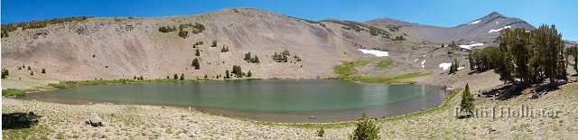 ski_merge.jpg - Here's a panoramic of Ski Lake.  It's a glacial cirque and its teal waters are home to some great Golden Trout action.  Please practice catch and release here, as this is the only population of Golden Trout within a 20 mile radius.