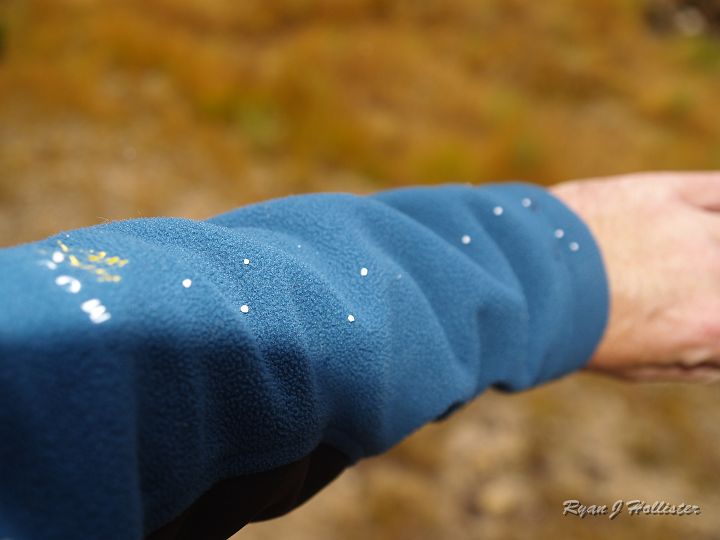 20090929_wildlink_0059.JPG - Here's some better proof of the ice-pellets on my arm.  There were, in fact, several minutes of actual, honest to goodness flakes.