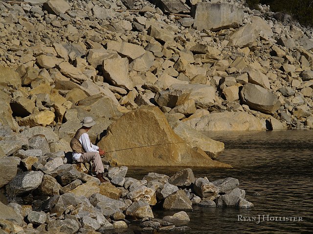 _1186363.JPG - Although I wouldn't recommend anyone doing it, my dad and I hiked down the talus piles to access some good fishing.