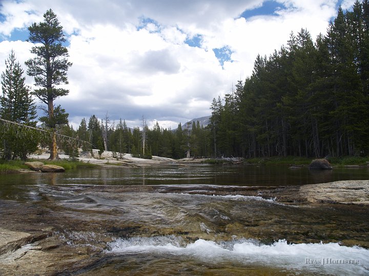 _8054574.JPG - This is one of my favorite aspects of the upper Tuolumne:  It flows in thin sheets over the granite.  I don't quite know why I enjoy this so much.  Maybe it's the sound that is made?