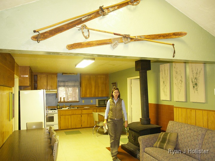 _B085477.JPG - Mrs H seems worried about the condition of these old skiis!