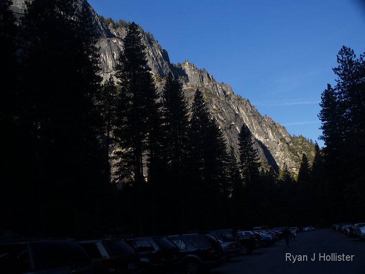 _9225031.JPG - Curry Village parking lot.  I took this to show the proximity to the canyon walls.  We heard several small rockfalls during hte night, and I wanted to find out where it came from.