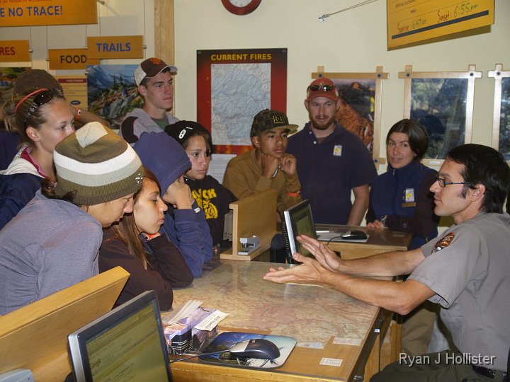 _9225061.JPG - The gang asks the ranger for their permit.