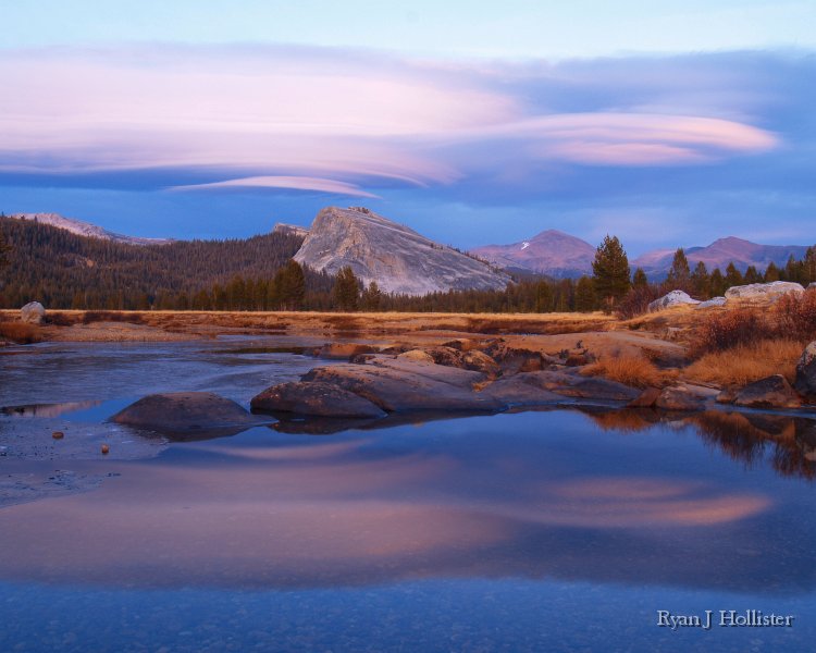 SanJoaquinEtAl10.jpg - Lembert Dome with lenticular clouds in Tuolumne Meadows near headwaters of Tuolumne River.