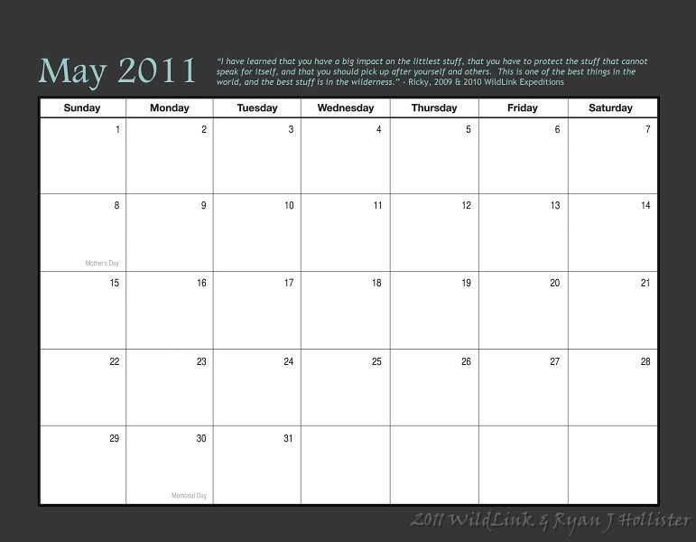 11MayDays.jpg - Monthly dates & WildLink member quote.