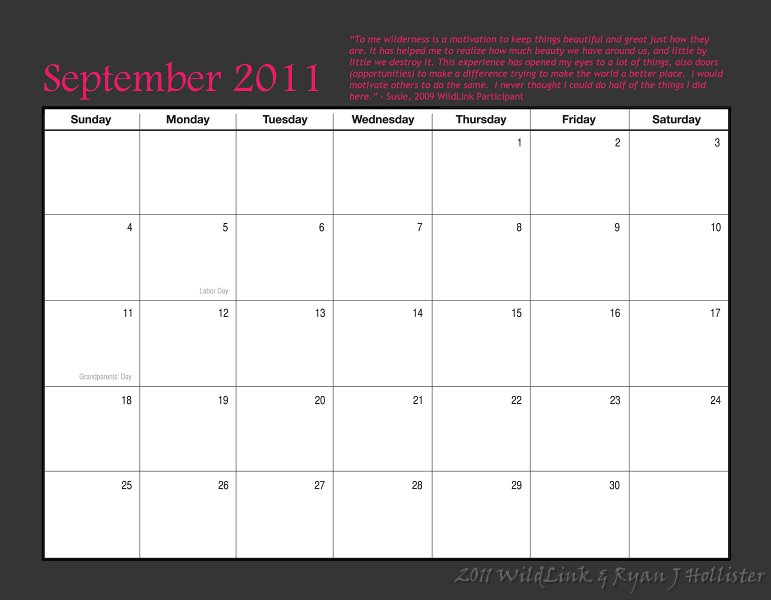 19SeptemberDays.jpg - Monthly dates & WildLink member quote.
