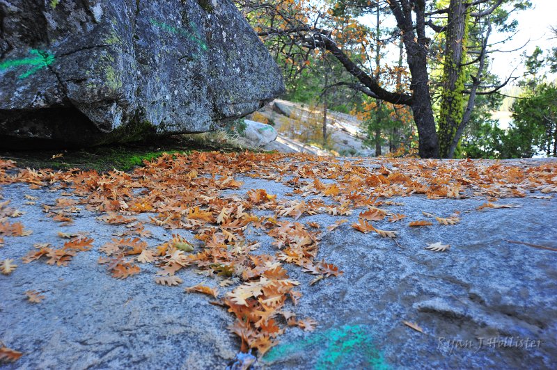 RJH_6527.JPG - The trail along ths south shore of the lake is easy to follow, yet some folks still feel the need to spray-paint the granite.  Sigh..