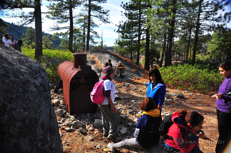 RJH_6567.JPG - We took a snack break at this old boiler that was used in the construction of several dams in the area between the late 1850's and mid-1880's.  The water was shipped all the way to Columbia to aid in hydraulic mining.