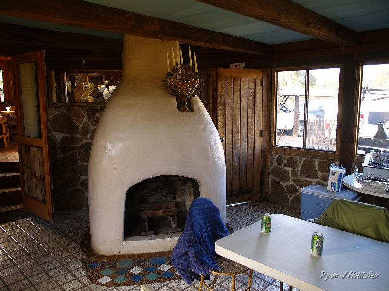 pacheco_120509_1069.JPG - The park headquarters is part of an old Mexican Landgrant that was then a ranch for the grandaughter of the original Pacheco family.   She didn't have much money so used many recycled items to build her house in the 1930's.  The beams are old telephone poles and the rocks are native slates.