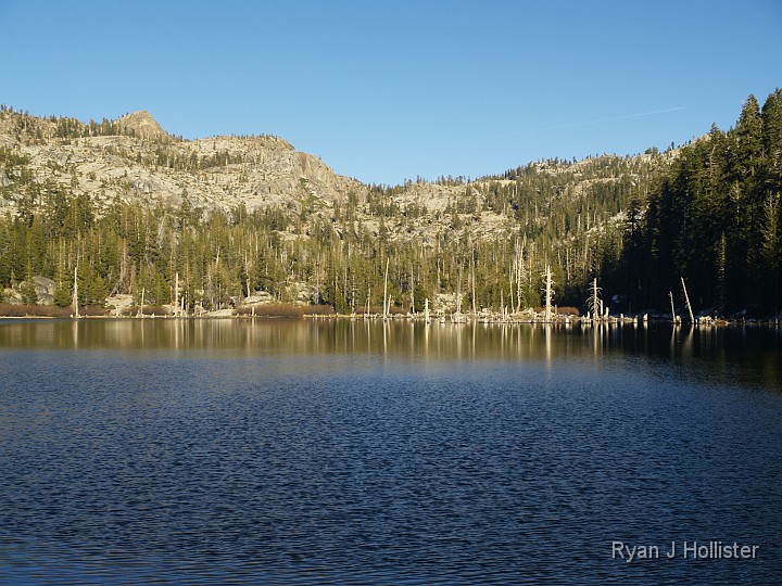 _B155675.JPG - Bear Lake.  Notice the dead trees in the back of the lake.  That's due to an old small dam that did enough to kill the trees.  The dam is now being left to let natural processess take it away.