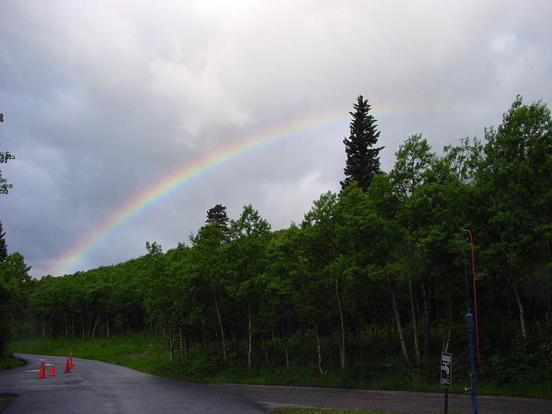 DSC00364.JPG - Our exit from Glacier National Park was greeted with a great morning rainbow.