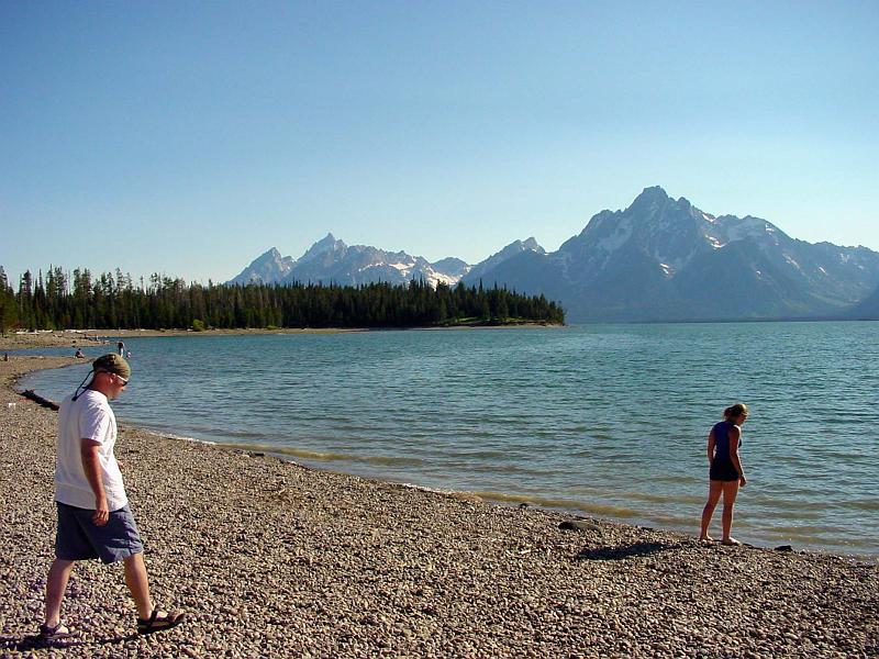 DSC00532.JPG - From Yellowstone, it was off to the Grand Tetons for several days.  Needing a shower, I opted to go for a free swim in Jackson Lake.