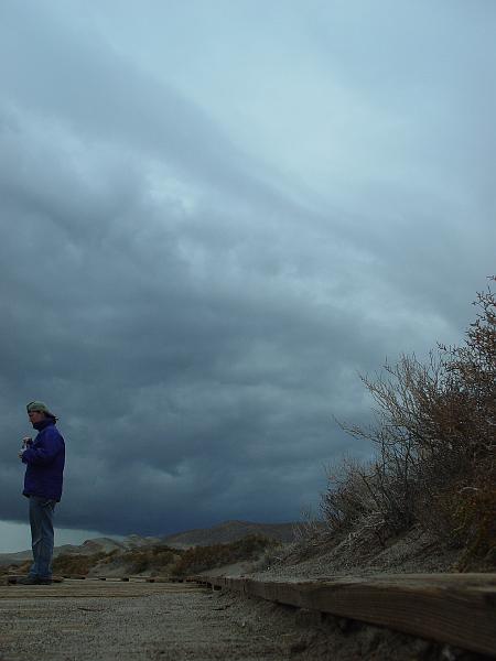 162.jpg - Laura looks for pupfish with a storm a brewin'