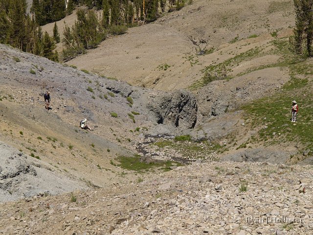 _7264427.JPG - My mom has her own way of getting down steep embankments safely.  My dad didn't quite approve of this technique.